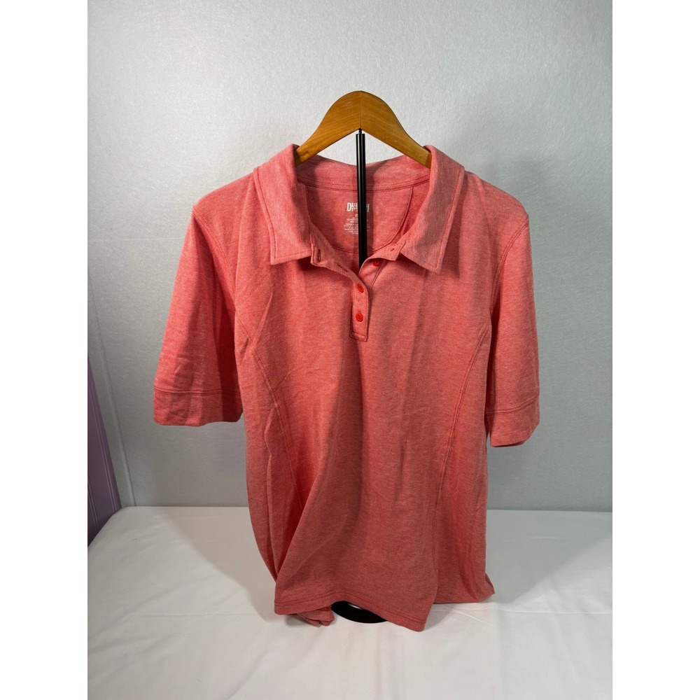 Duluth Trading Co Womens 2XL Coral Heather Short Sleeve Polo Shirt Cotton Blend